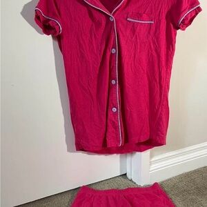 Women's Pink Short Sleeve Pajama Set